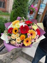 Букет цветов из:  Герберы, Ромашки, Хризантемы, Розы и Подсолнухи #REPLACE_PRED# Славянском